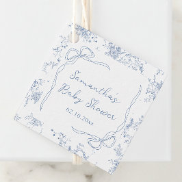Blå Blommigt Bow Baby Shower Gåvor Etiketter