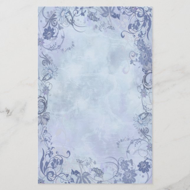Blå Blommigt Brevpapper (Framsida)