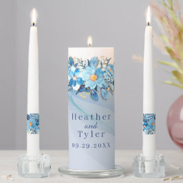 Blå Blommigt Bröllop-enhetsljus