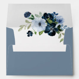 Blå blommigt bröllop-kuvert