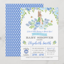 Blå Blommigt Bunny Baby Shower Woodland Boy Rabbit