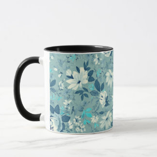 Blå Blommigt Ceramic Mugg