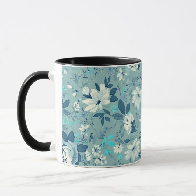 Blå Blommigt Ceramic Mugg (Vänster)