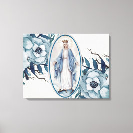 Blå Blommigt | Dam i Grace | Virgin Mary | SNÖRE Canvastryck