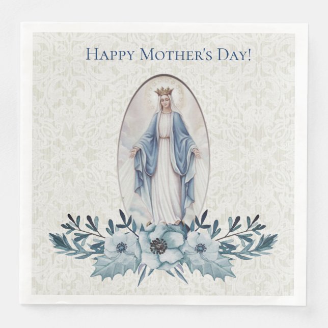 Blå Blommigt | Dam i Grace | Virgin Mary | SNÖRE Pappersservett (Framsida)