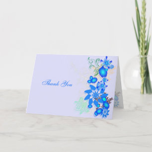 Blå Blommigt-deco -Tack Tack Kort