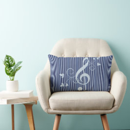 Blå Blommigt Decorative Music Lumbarkudde