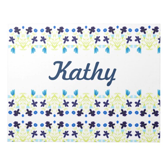 Blå Blommigt, design Anteckningsblock (Framsida)