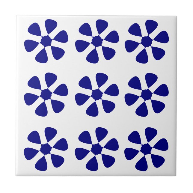 Blå Blommigt, design Kakelplatta (Framsidan)