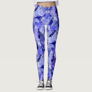 Blå Blommigt, design Leggings