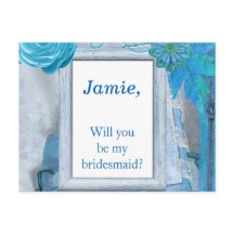 Blå Blommigt... Du blir min Bridesmaid