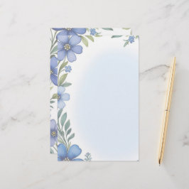 Blå Blommigt Elegance Stationery Set Brevpapper