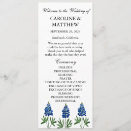 Blå Blommigt Elegant Modern Bröllop Program