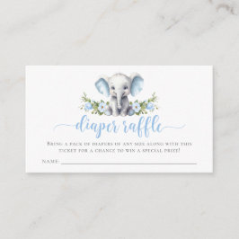 Blå Blommigt Elephant Pojke Shower Diaper Raffle Tilläggskort