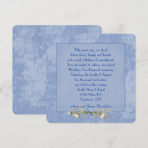 Blå Blommigt Embossed Bröllop Vow Renewal Inbjudningar