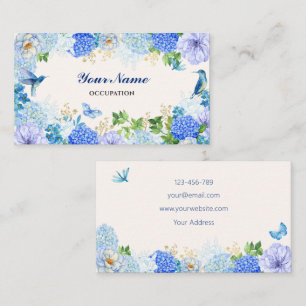 Blå blommigt, enkel elegant visitkort