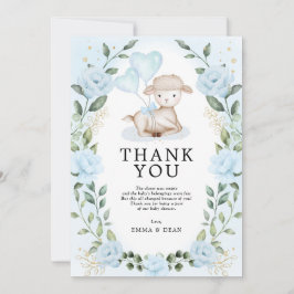 Blå Blommigt Eucalyptus Lamb Baby får Shoep Tack Kort