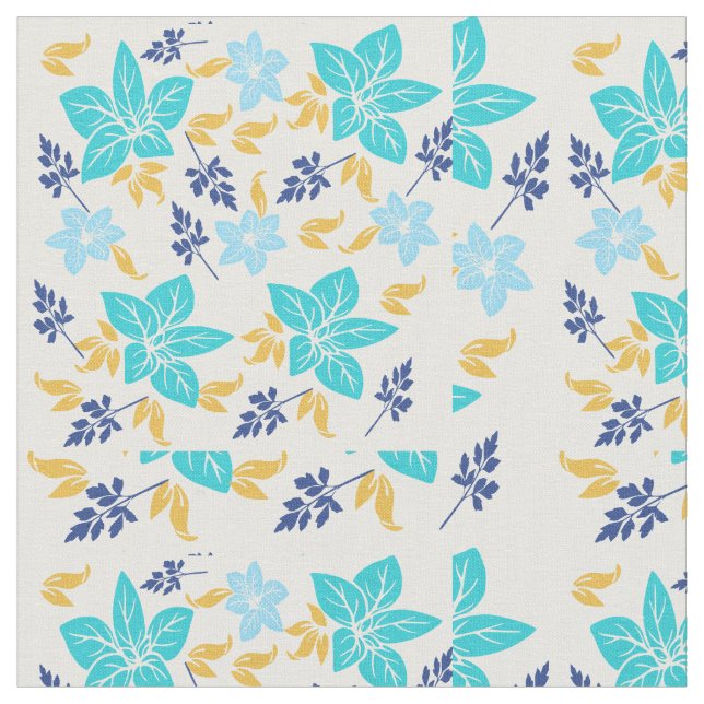 Blå Blommigt Fabric Tyg (Närbild)