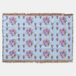 Blå Blommigt Flowers shabby chic Thart Matta Filt