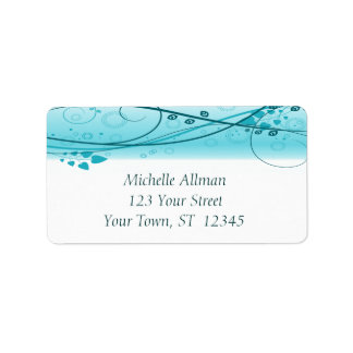 Blå Blommigt för Abstrakt Swirls-etikett Adressetikett