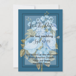 Blå blommigt för klassens Chic spara datumet Inbjudningar