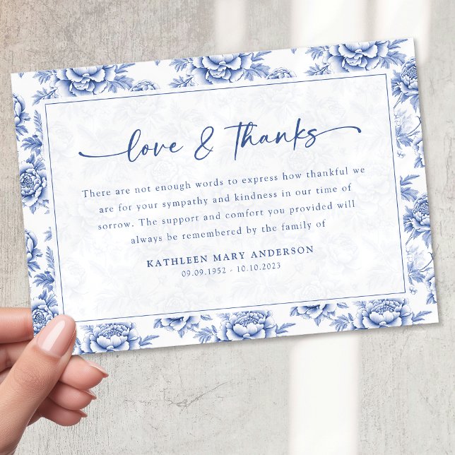 Blå Blommigt, funktionsmakron Tack Kort (Skapare uppladdad)