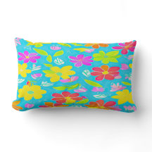 Blå Blommigt-fyllning - färgfull dekorativ kudde