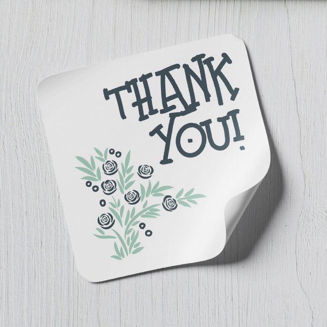 Blå Blommigt Fyrkantigt Klistermärke (Skapare uppladdad)