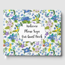 Blå Blommigt Gästböcker