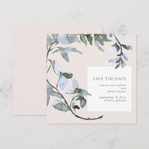 Blå Blommigt Greenery Bröllop spara datum Card Datumet