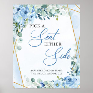 Blå blommigt grön guld Plocka en sittplats på båda Poster
