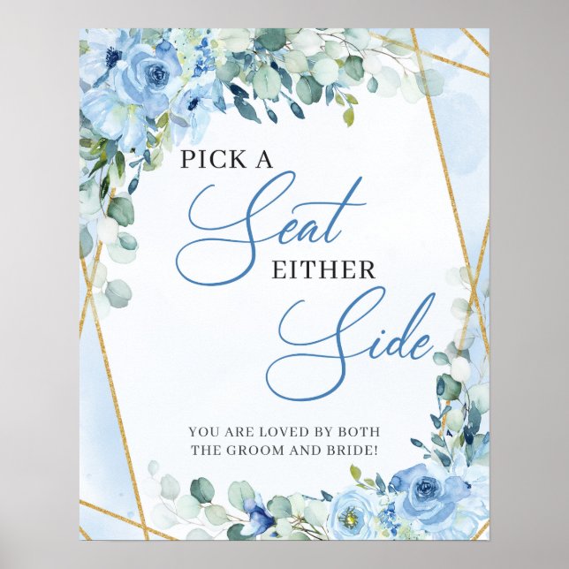 Blå blommigt grön guld Plocka en sittplats på båda Poster (Framsidan)