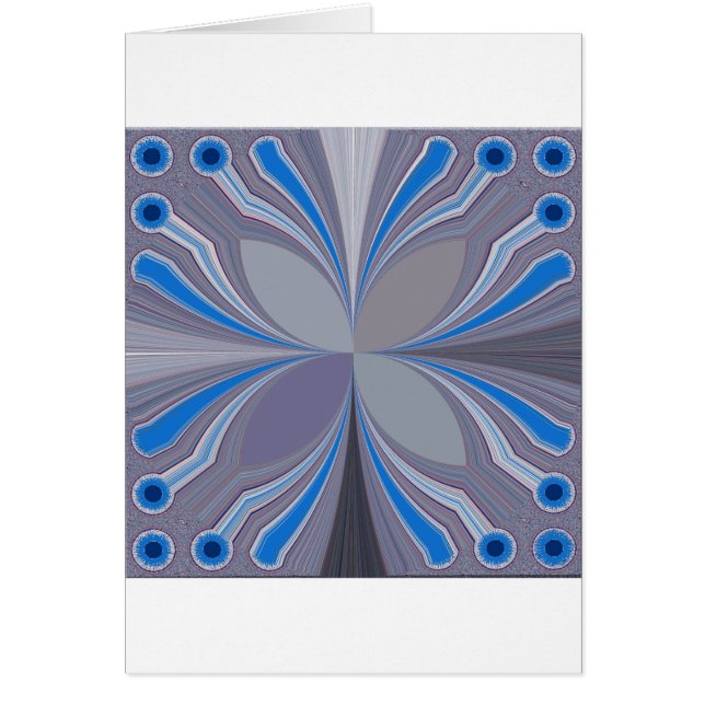 Blå Blommigt Hälsningskort (Framsidan)