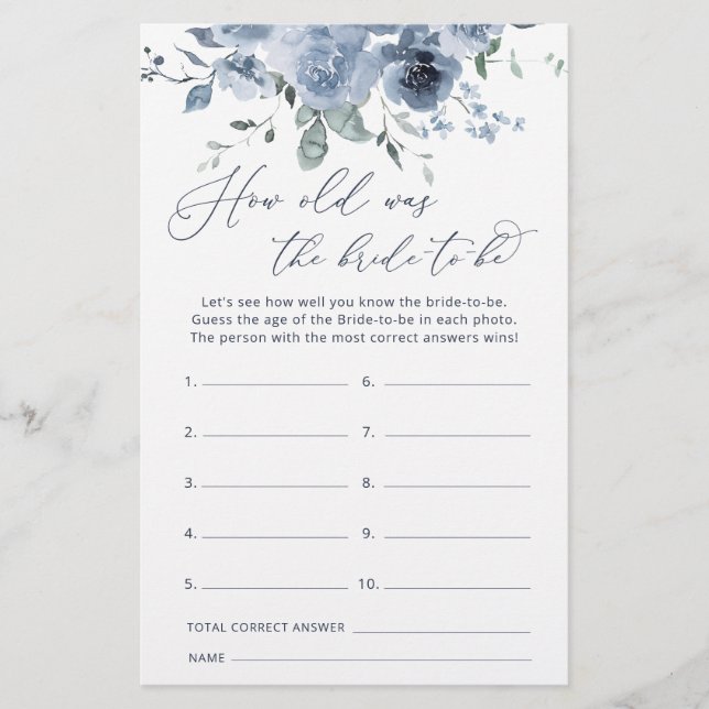 Blå Blommigt Hur gammal är brickan som ska bli spe (Framsida)