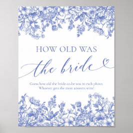 Blå Blommigt Hur gammal var brickan Shower Game Si Poster