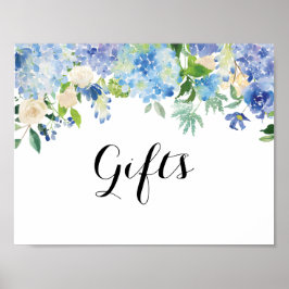 Blå Blommigt Hydrangea Gift Bord-tecken Poster