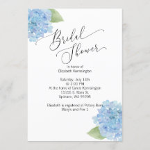 Blå blommigt Hydrangea Inbjudningskort för möhippa