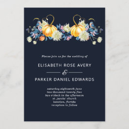 Blå Blommigt-inbjudan till umpkin-bröllop Inbjudningar