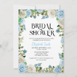 Blå Blommigt Inbjudningskort för möhippan-mall