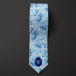 Blå Blommigt-inspirerad monogram Slips