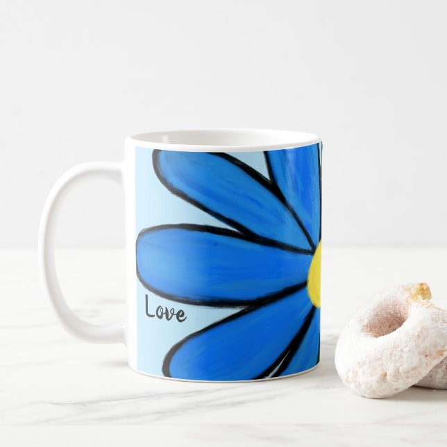 Blå Blommigt Kärlek Personlig Blue Mugg (Med munk)