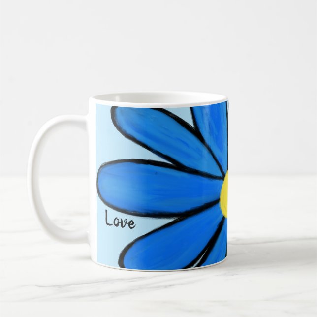 Blå Blommigt Kärlek Personlig Blue Mugg (Vänster)