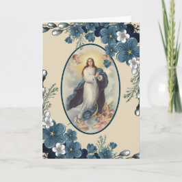 Blå Blommigt | Katolsk | Virgin Mor Mary Kort