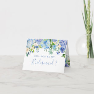 Blå Blommigt kommer du att få ett Bridesmaid-kort Inbjudan