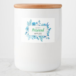 Blå Blommigt, konserverade äpplen Mat Etiketter