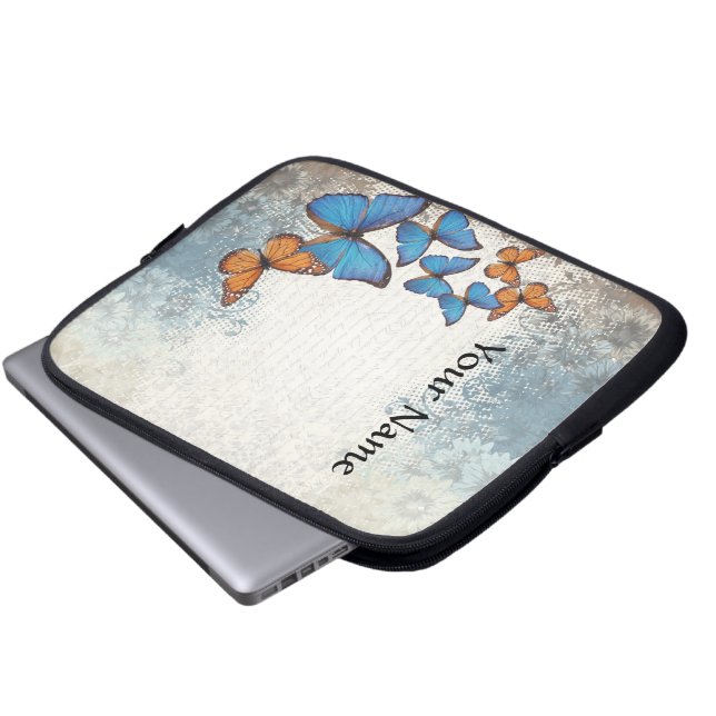 Blå blommigt laptop fodral (Framre botten)