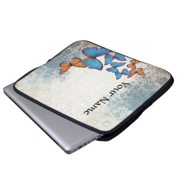 Blå blommigt laptop sleeve (Framre botten)