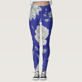 Blå Blommigt Leggings