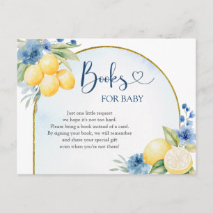 Blå Blommigt Lemon Main Squeeze Bokar för Baby Inbjudan Vykort