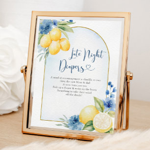 Blå Blommigt Lemon Main Squeeze Late Natt Diaper Poster